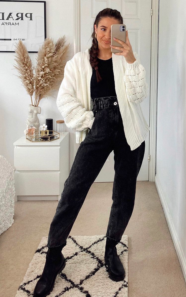 Josie Knitted Balloon Sleeve Cardigan Thumbnail Josie Knitted Balloon Sleeve Cardigan Thumbnail