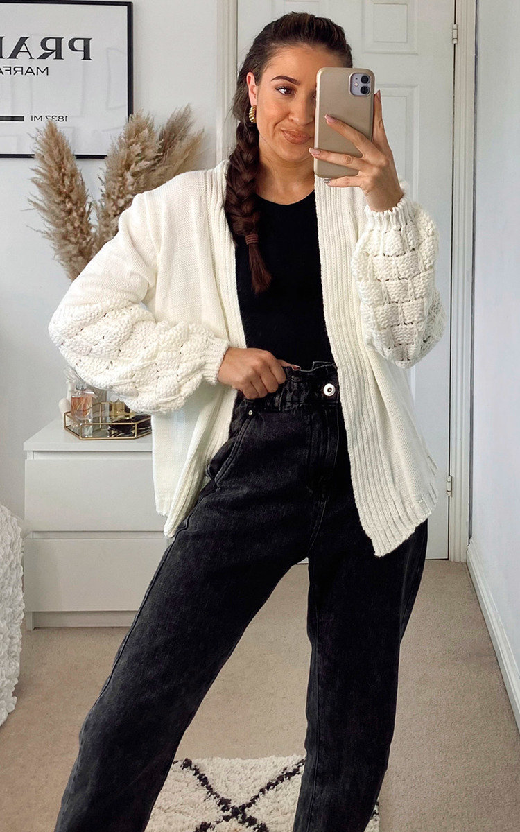 Josie Knitted Balloon Sleeve Cardigan Thumbnail Josie Knitted Balloon Sleeve Cardigan Thumbnail