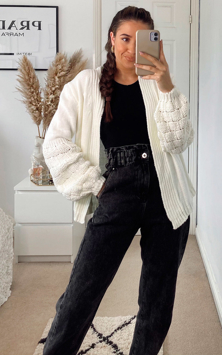 Josie Knitted Balloon Sleeve Cardigan Josie Knitted Balloon Sleeve Cardigan