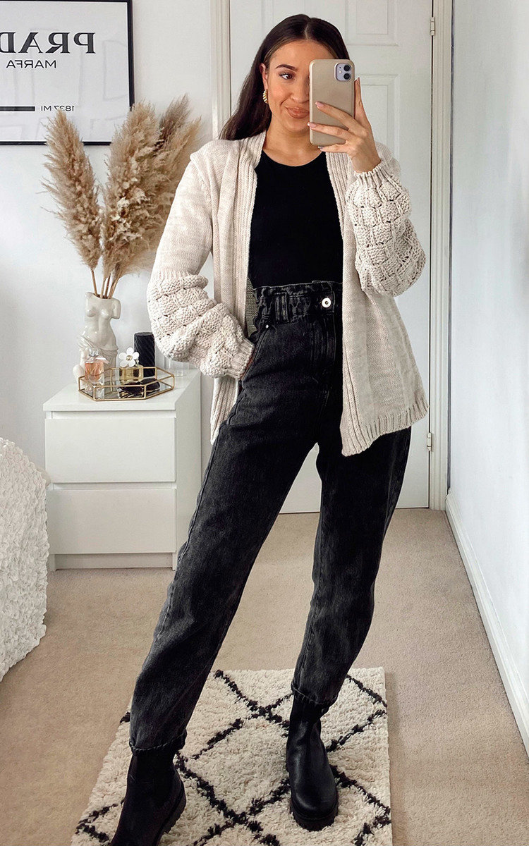 Josie Knitted Balloon Sleeve Cardigan Thumbnail Josie Knitted Balloon Sleeve Cardigan Thumbnail
