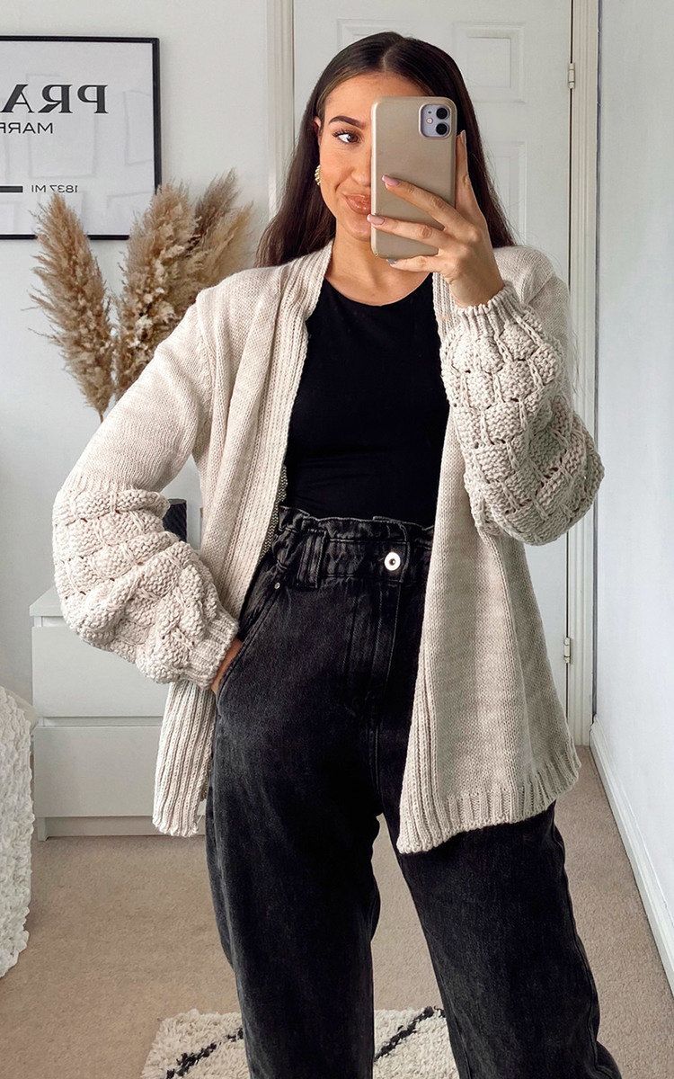Josie Knitted Balloon Sleeve Cardigan Thumbnail Josie Knitted Balloon Sleeve Cardigan Thumbnail