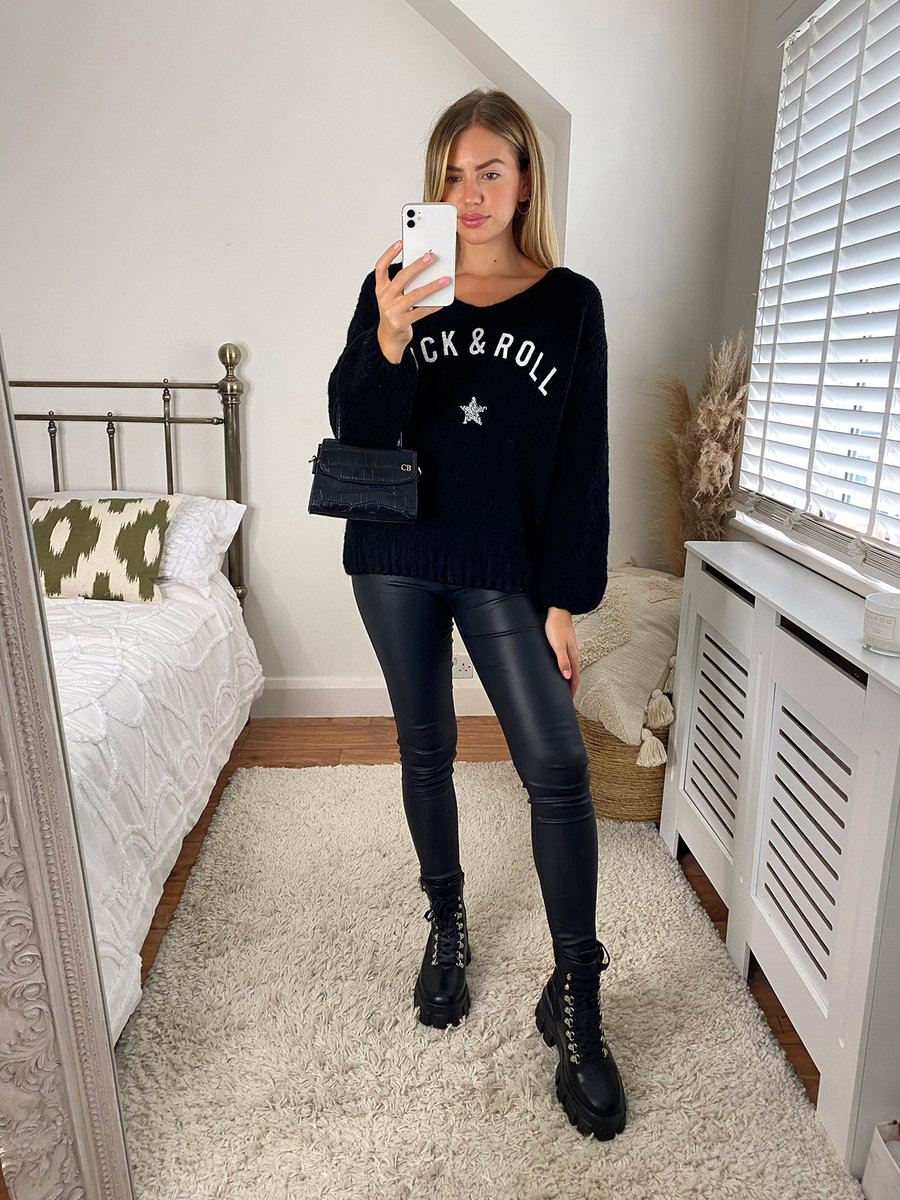 Joss Rock and Roll Knitted V Neck Jumper Thumbnail Joss Rock and Roll Knitted V Neck Jumper Thumbnail