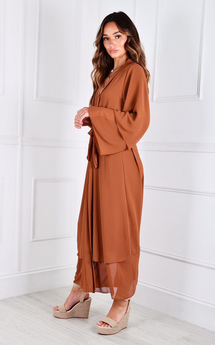 Judy Wrap Tie Waist Midi Kimono Thumbnail