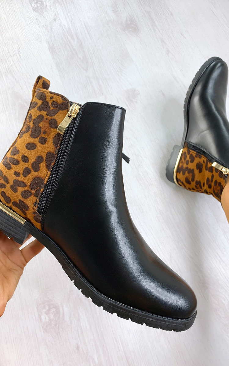 Jules Faux Leather Leopard Print Ankle Boots Thumbnail