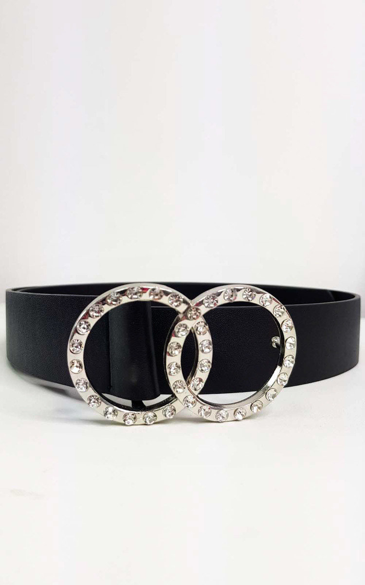 Juliana Diamante Faux Leather Belt in Black ikrush