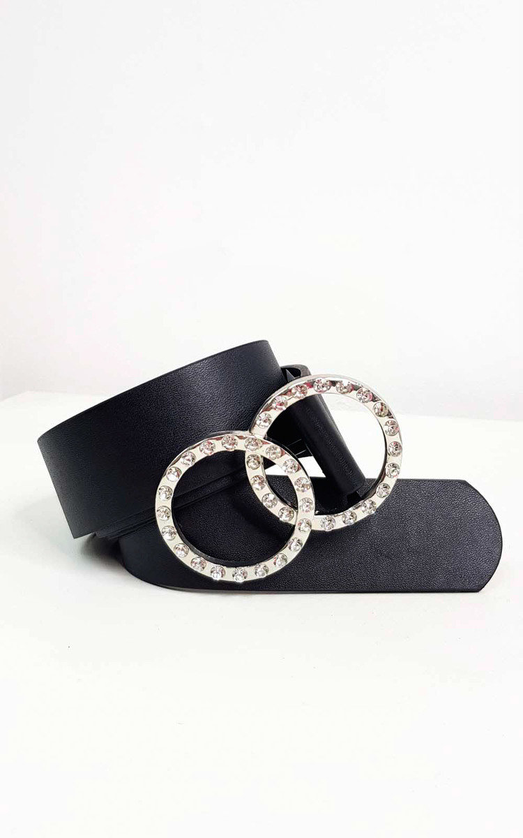 Juliana Diamante Faux Leather Belt in Black ikrush