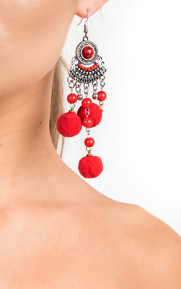 Kali Pom Pom Drop Earrings  Thumbnail