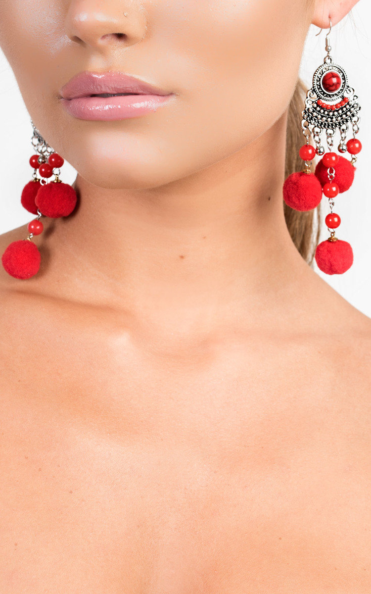 Kali Pom Pom Drop Earrings 