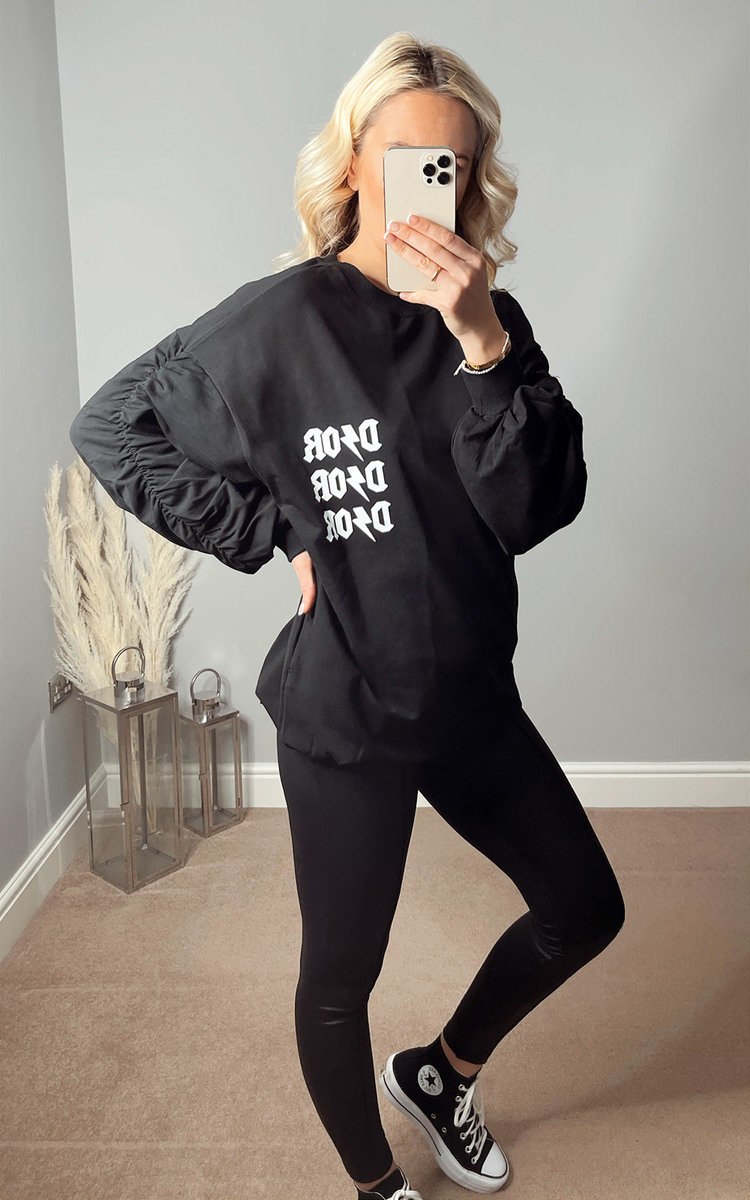 Kamara Printed Ruched Sleeve Jumper Thumbnail Kamara Printed Ruched Sleeve Jumper Thumbnail