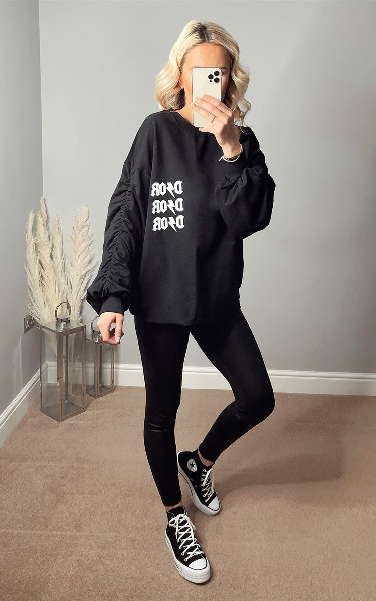 Kamara Printed Ruched Sleeve Jumper Kamara Printed Ruched Sleeve Jumper