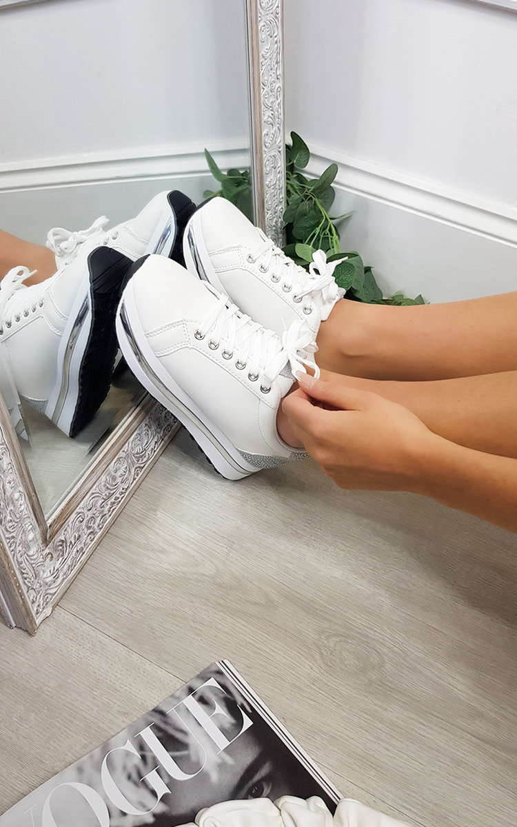 Kara Chunky Trainers with Metal and Sparkle Detail Thumbnail Kara Chunky Trainers with Metal and Sparkle Detail Thumbnail