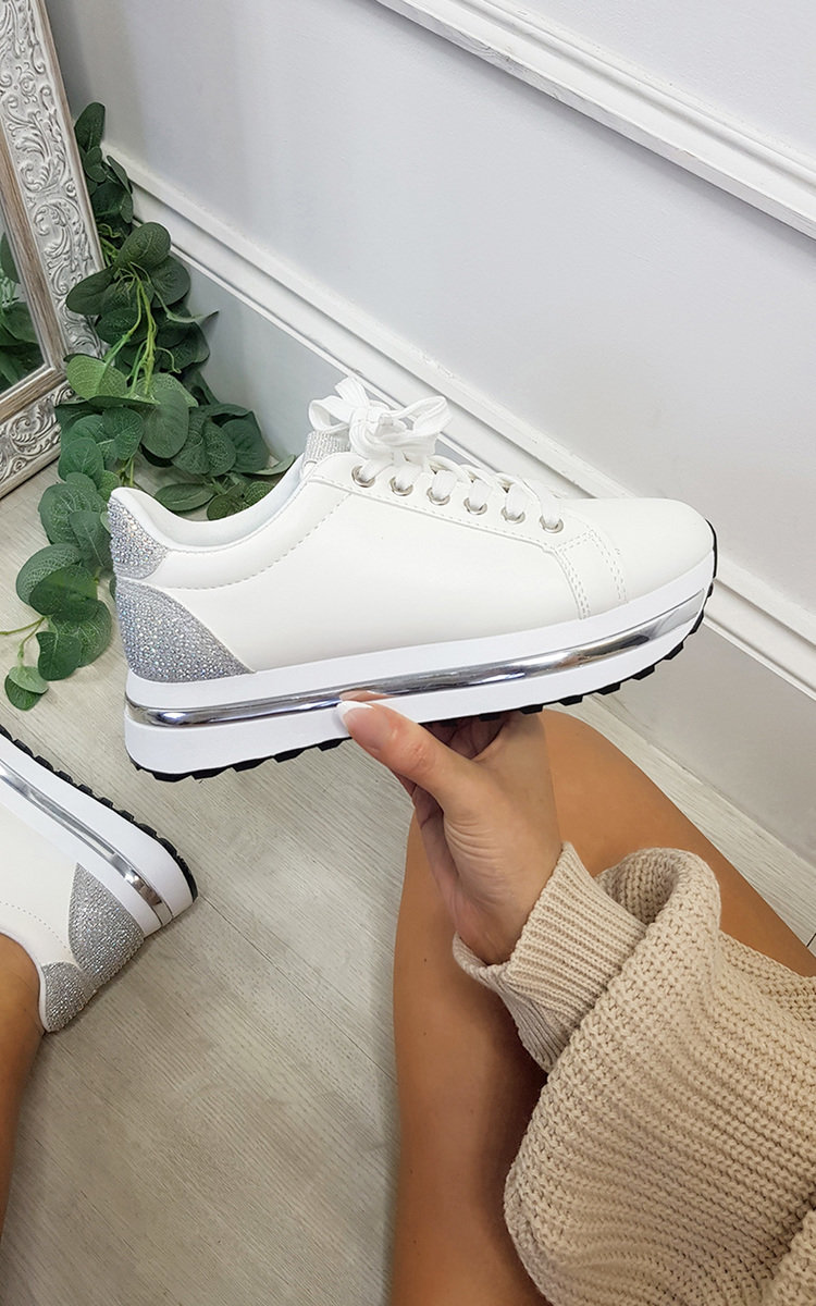 Kara Chunky Trainers with Metal and Sparkle Detail Thumbnail Kara Chunky Trainers with Metal and Sparkle Detail Thumbnail
