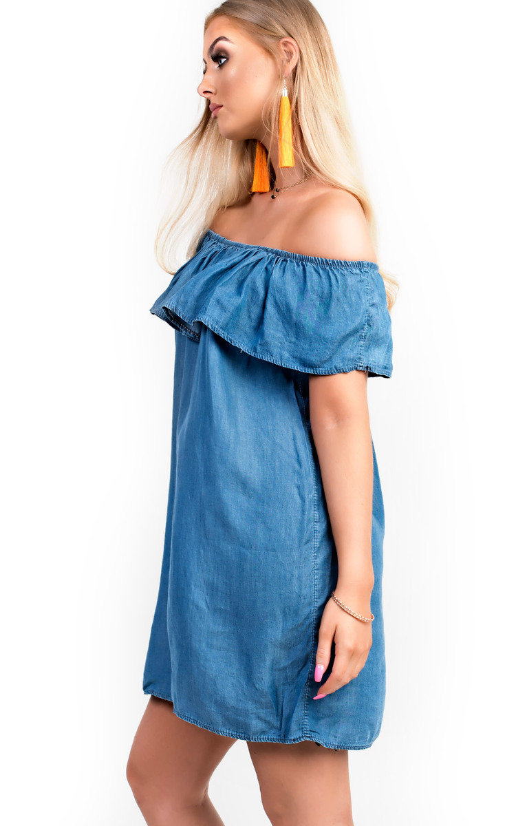 Kara Off Shoulder Denim Dress