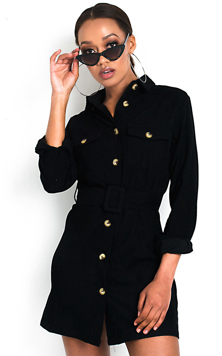 Kassie Cord Tie Waist Shirt Dress Thumbnail