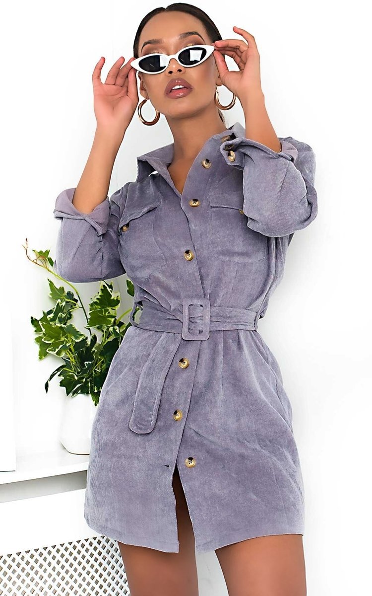 Kassie Cord Tie Waist Shirt Dress Thumbnail