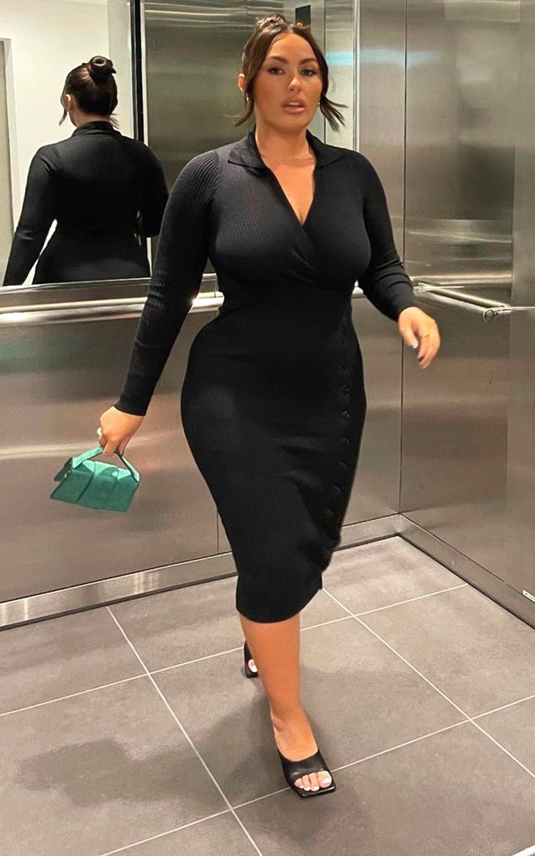 Katerina Tie Waist V Neck Long Sleeve Midi Dress Katerina Tie Waist V Neck Long Sleeve Midi Dress