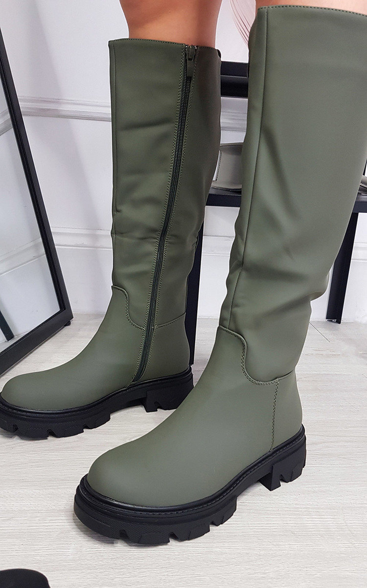 Katie Faux Leather Knee High Chunky Boot Katie Faux Leather Knee High Chunky Boot