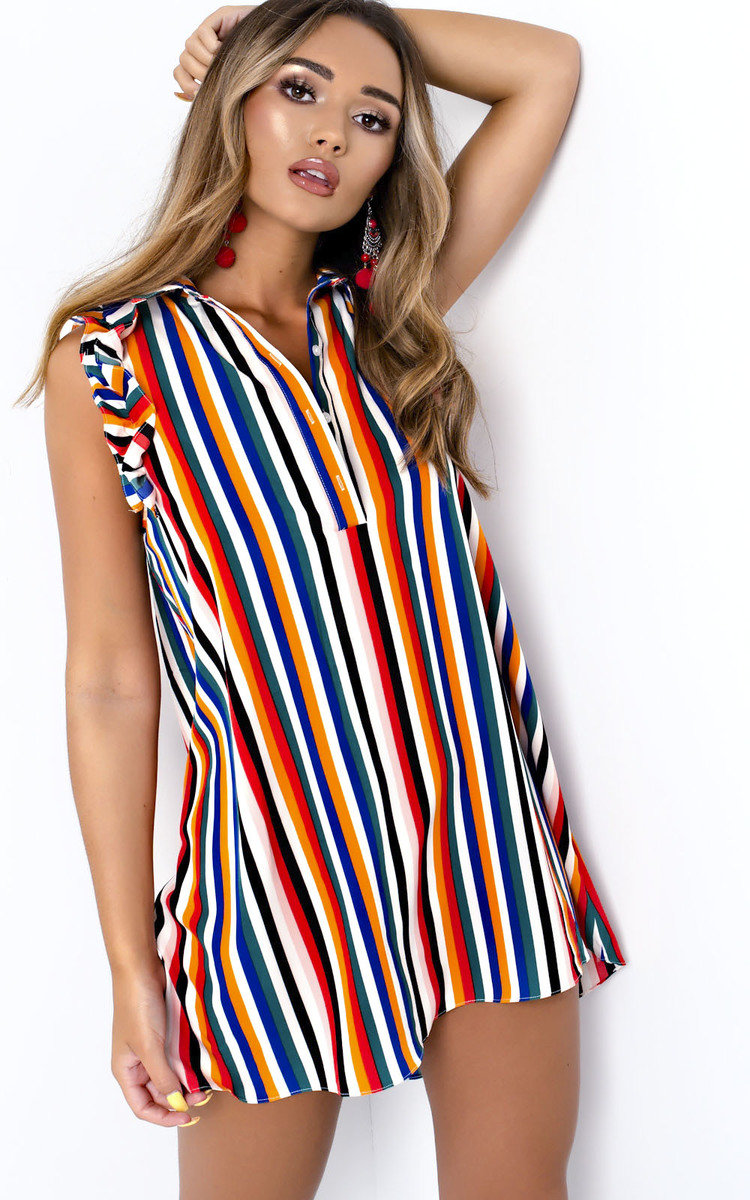  Katie Frill Shirt Dress in Multi c