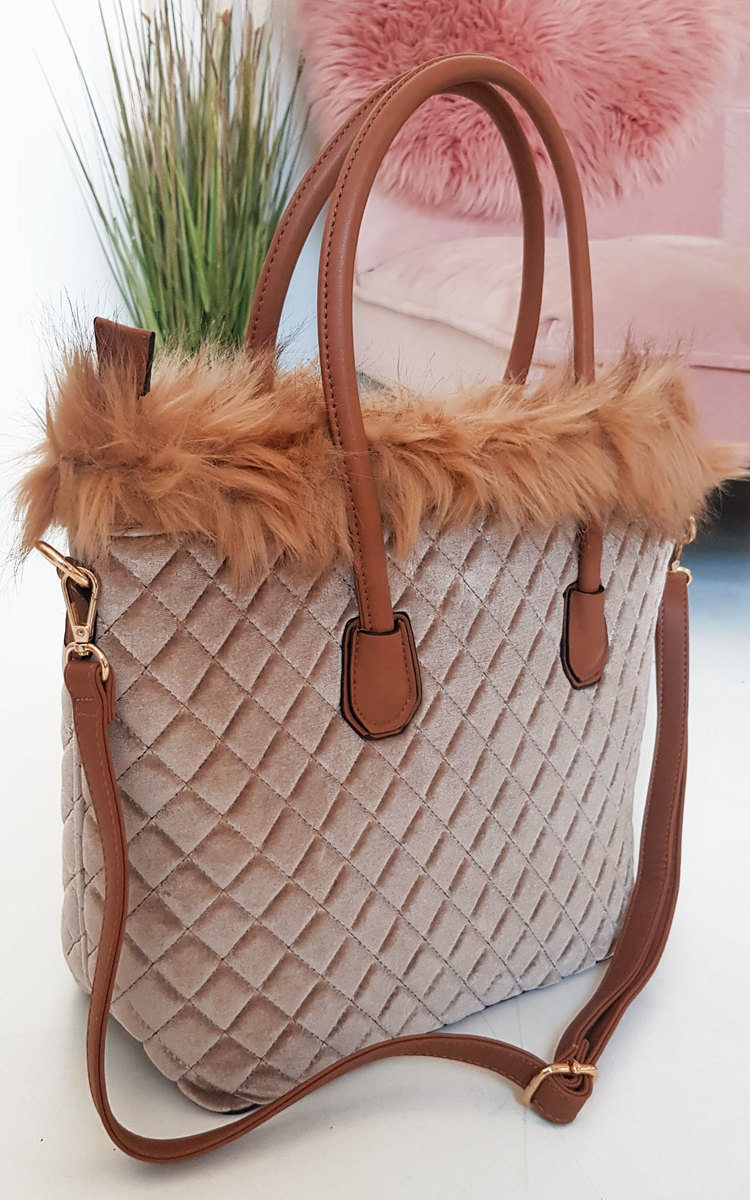 Katie Quilted Faux Fur Handbag