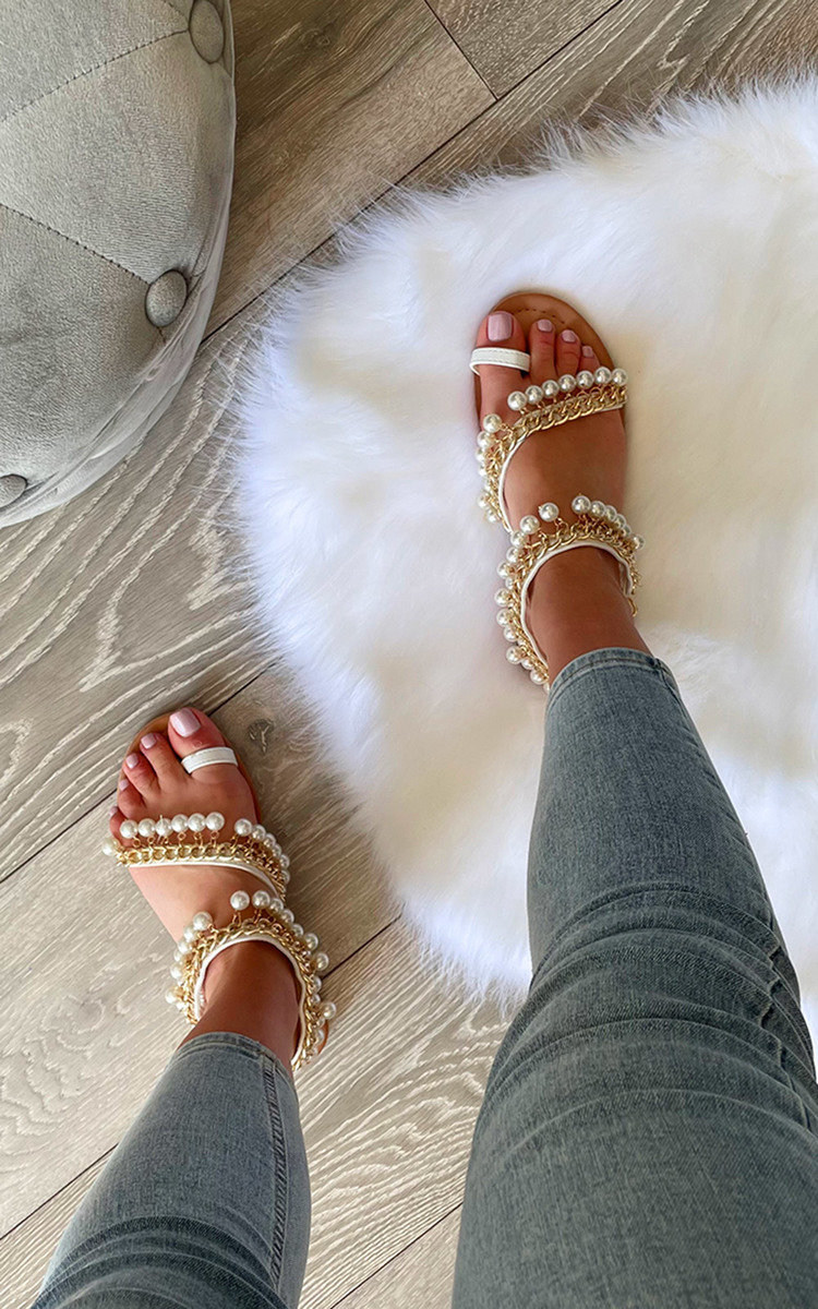 Katya Pearl Strap Sandals Thumbnail