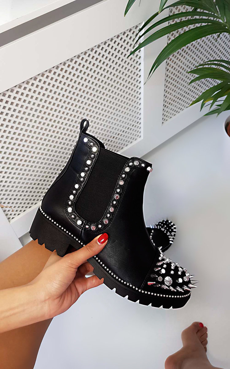 Kayleigh Spike Studded Ankle Boots Thumbnail