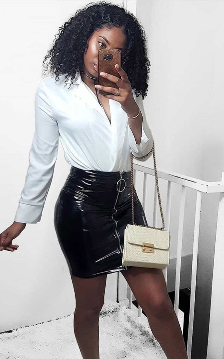 Kelli Wet Look Ring Zipped Skirt Thumbnail Kelli Wet Look Ring Zipped Skirt Thumbnail