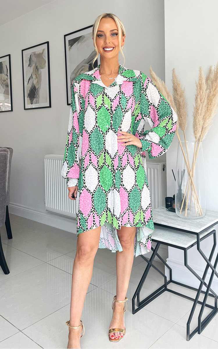 Kendra Oversized Printed  Shirt Dress