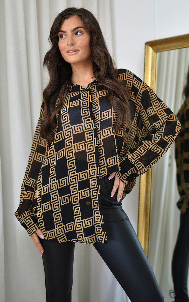 Kiara Button Down Printed Casual Long Sleeve Tops Kiara Button Down Printed Casual Long Sleeve Tops