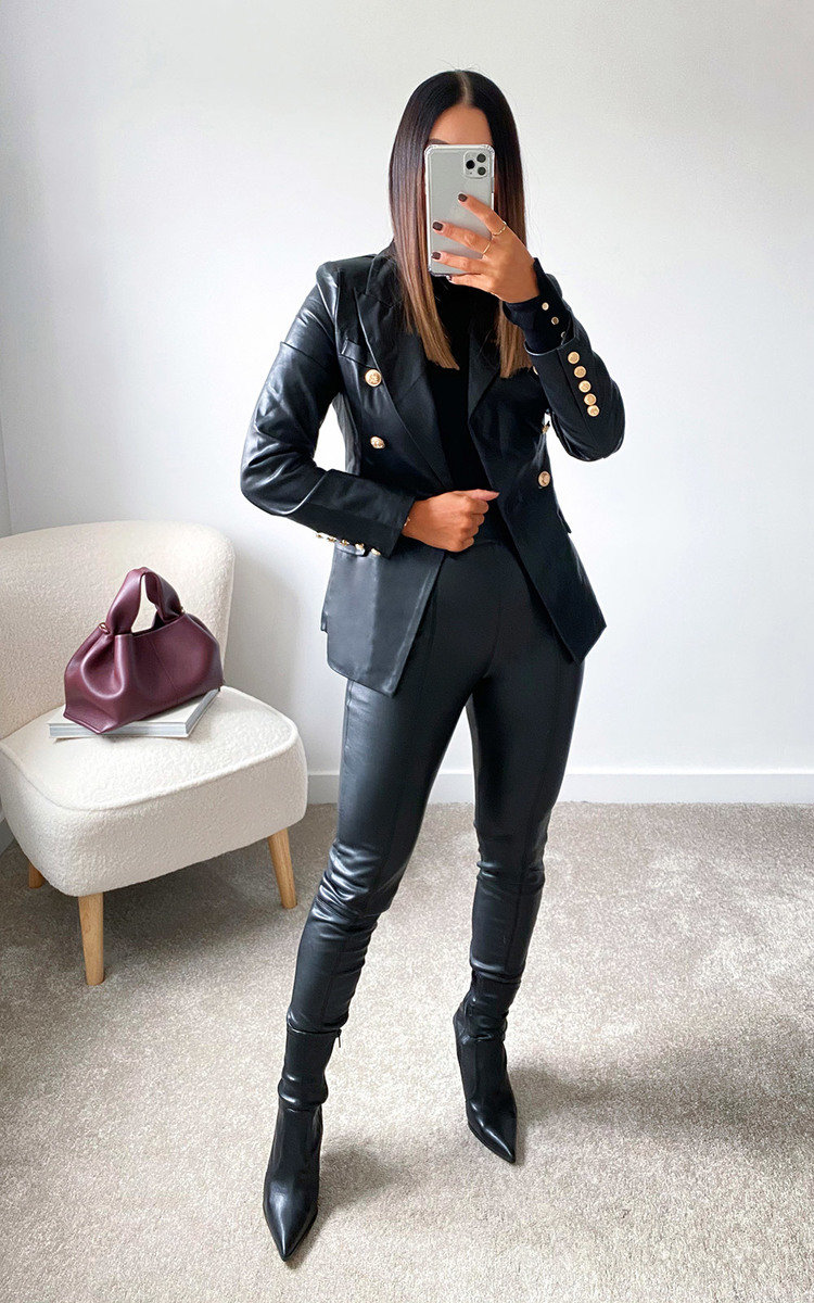 Kim Faux Leather Blazer Jacket Thumbnail