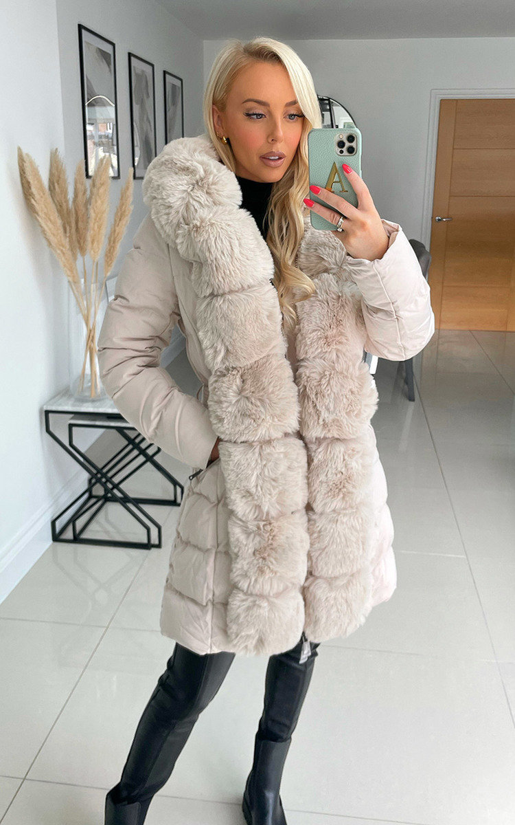 Kimberly Longline Faux Fur Puffer Coat Thumbnail