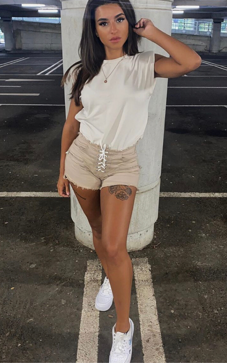 Kimmi Lace Up Denim Shorts Kimmi Lace Up Denim Shorts