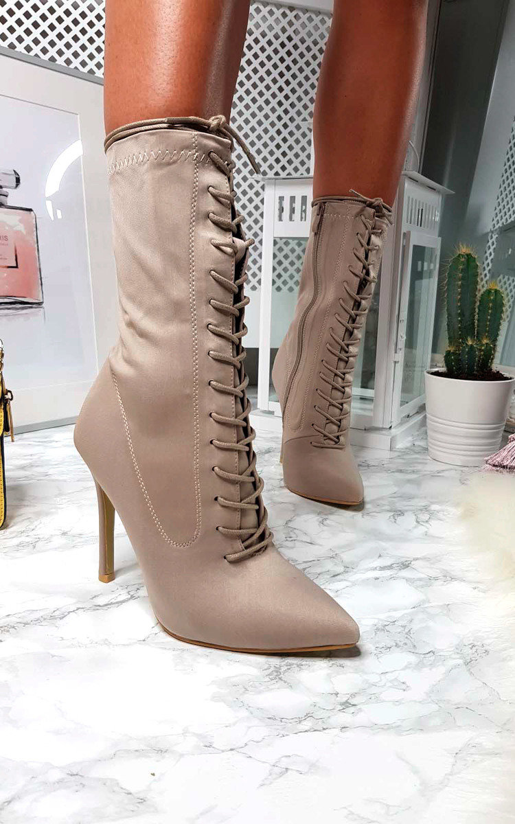 Kimmie Lycra Lace Up Heeled Boots Thumbnail