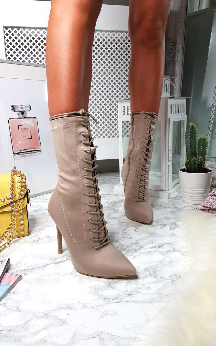 Kimmie Lycra Lace Up Heeled Boots Thumbnail