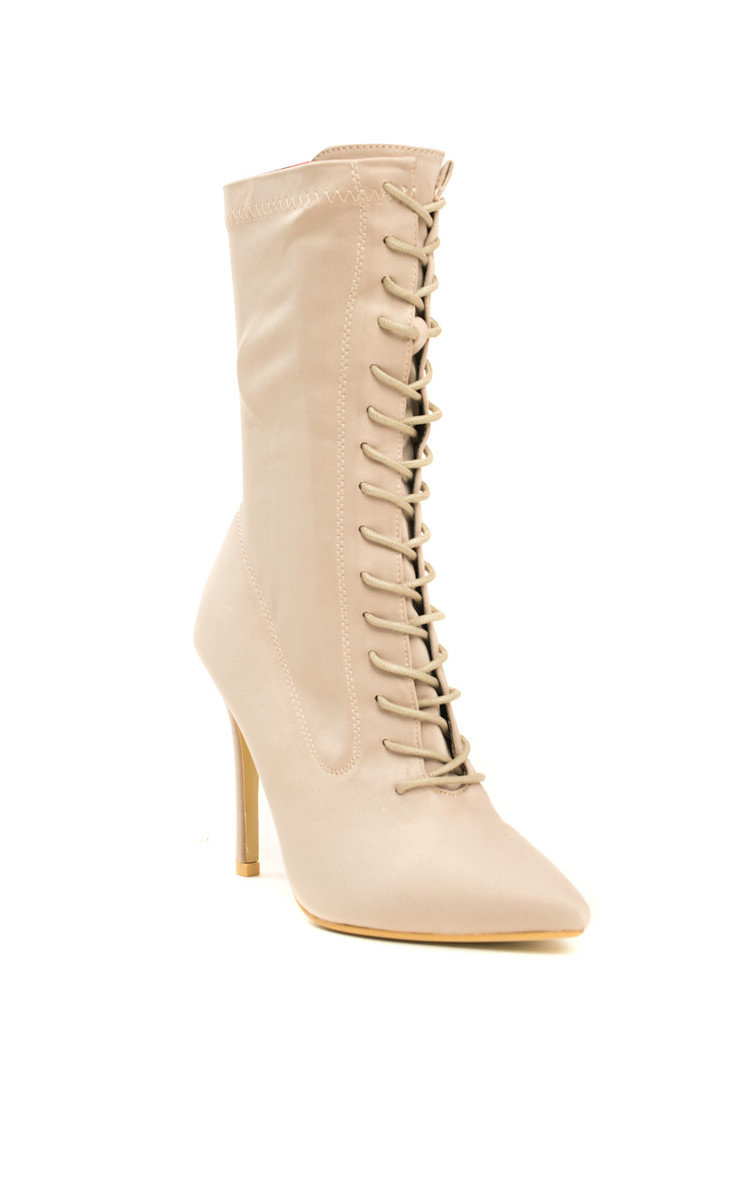 Kimmie Lycra Lace Up Heeled Boots Thumbnail