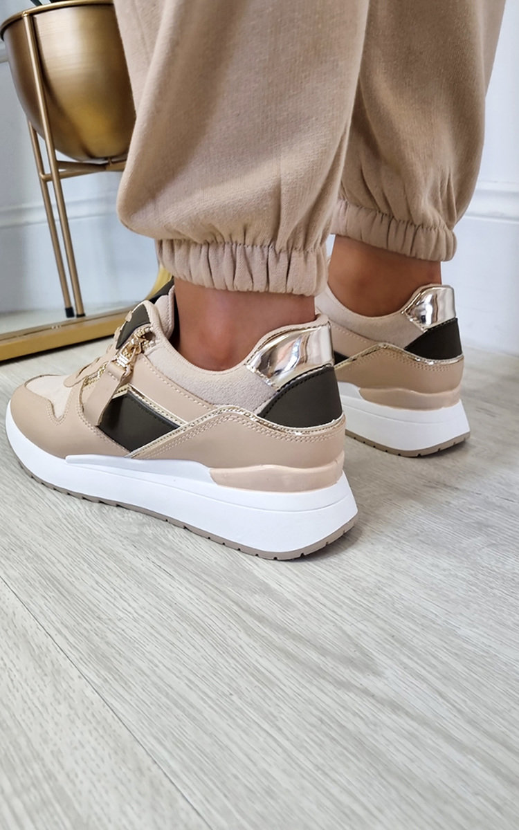 Kira Faux Leather Chunky Trainer with Zip Detail Thumbnail Kira Faux Leather Chunky Trainer with Zip Detail Thumbnail