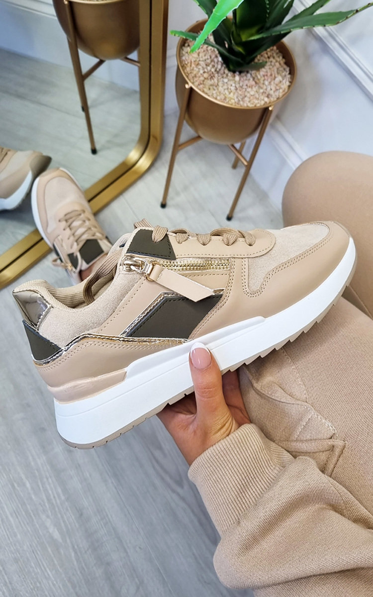 Kira Faux Leather Chunky Trainer with Zip Detail Thumbnail Kira Faux Leather Chunky Trainer with Zip Detail Thumbnail