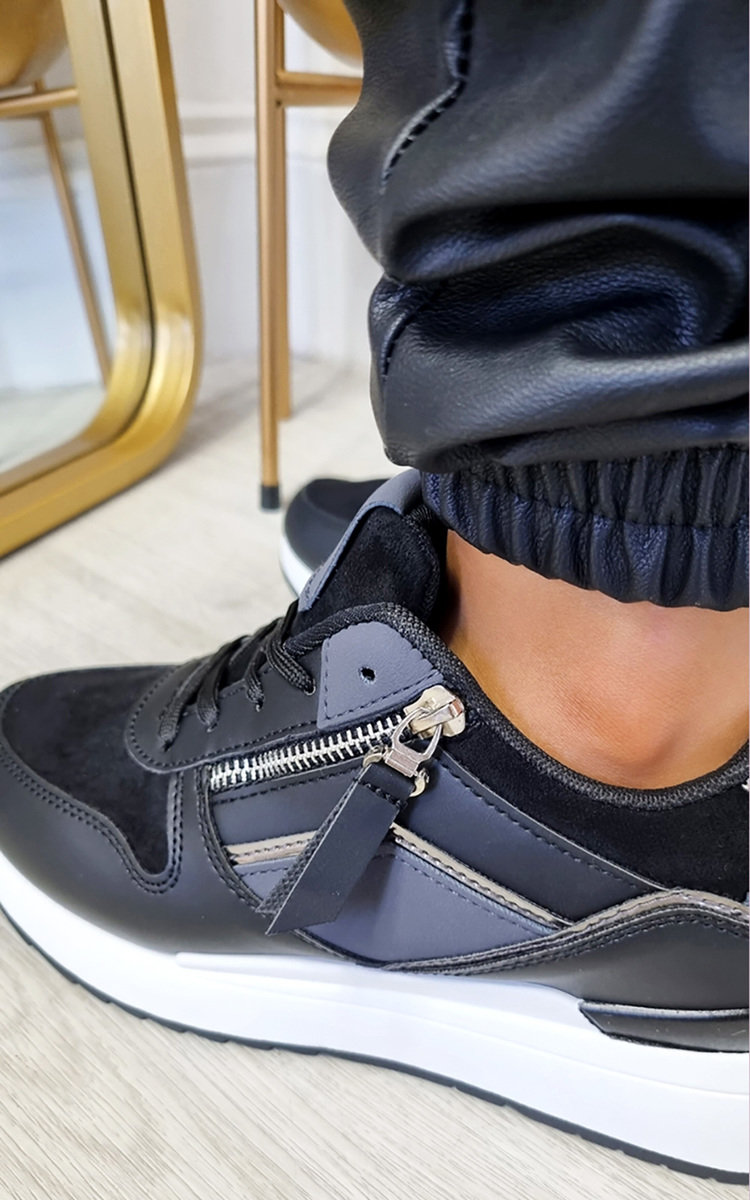 Kira Faux Leather Chunky Trainer with Zip Detail Thumbnail Kira Faux Leather Chunky Trainer with Zip Detail Thumbnail