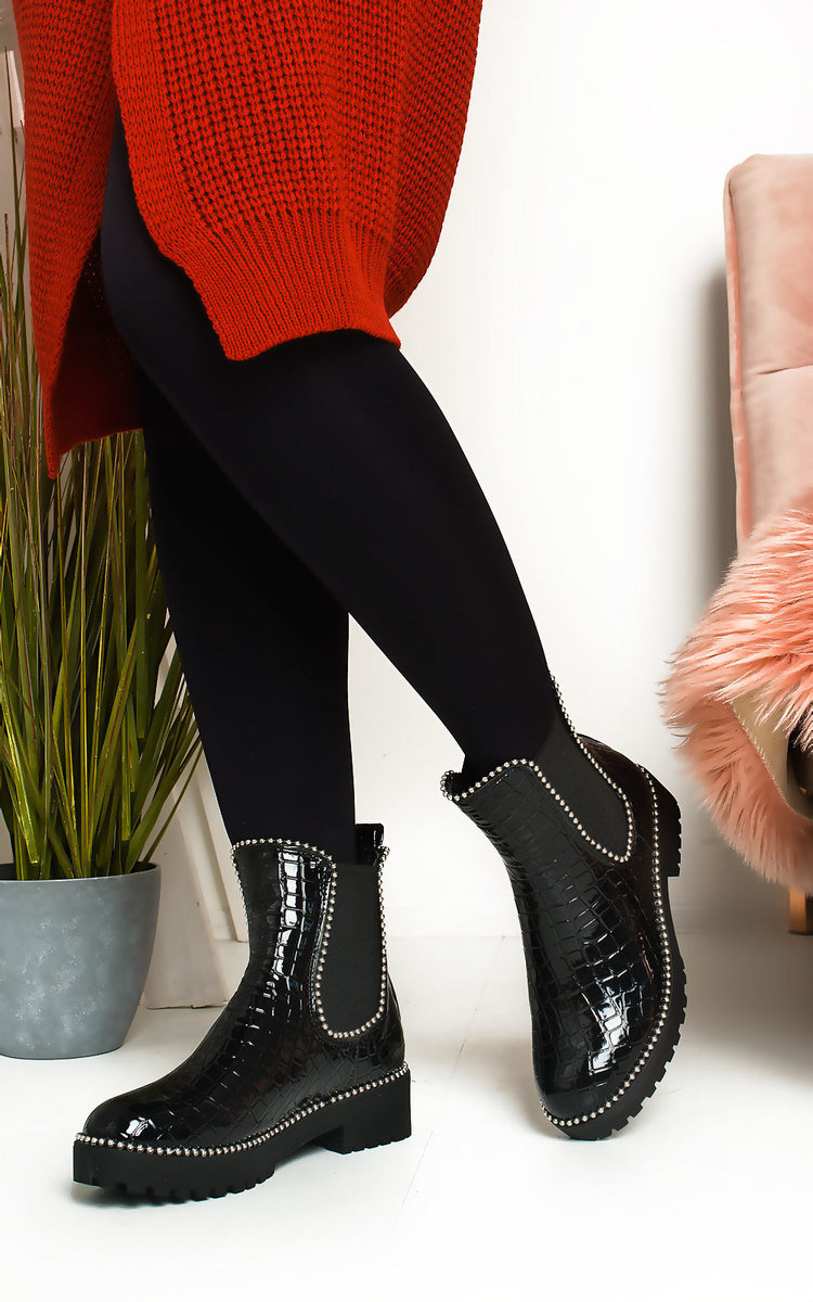 Kirstee Croc Print Patent Ankle Boots Thumbnail Kirstee Croc Print Patent Ankle Boots Thumbnail