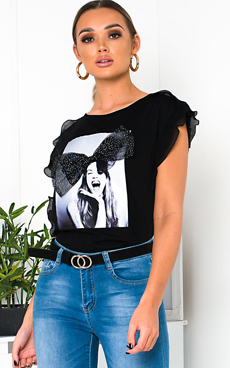 Kristy Frill Bow Graphic Top Thumbnail Kristy Frill Bow Graphic Top Thumbnail