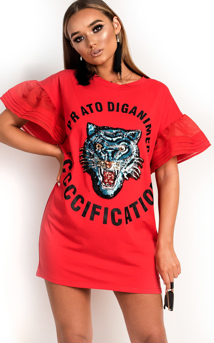 Kyro Slogan Embellished T-Shirt Dress Kyro Slogan Embellished T-Shirt Dress