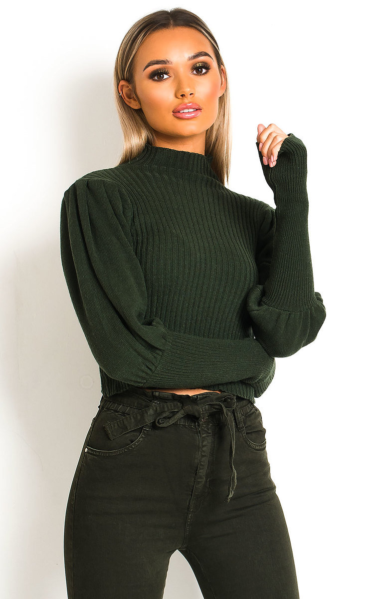 Lala Puff Sleeve Ribbed Knit Jumper Thumbnail