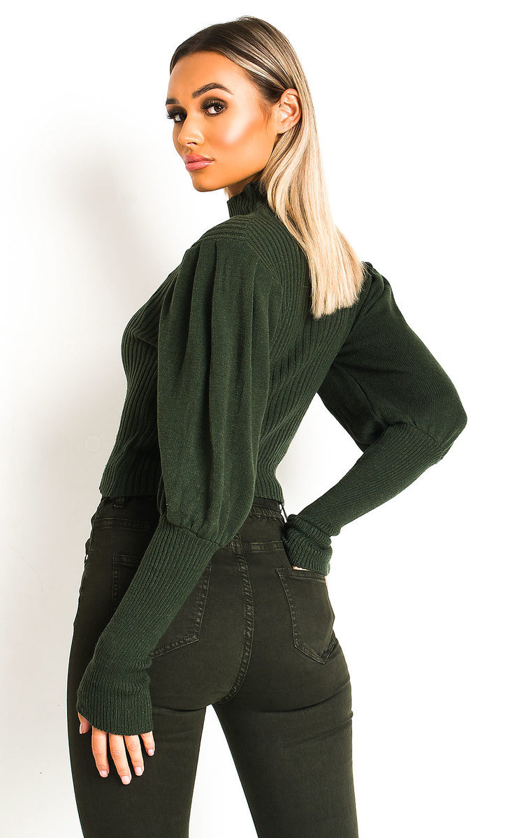 Lala Puff Sleeve Ribbed Knit Jumper Thumbnail