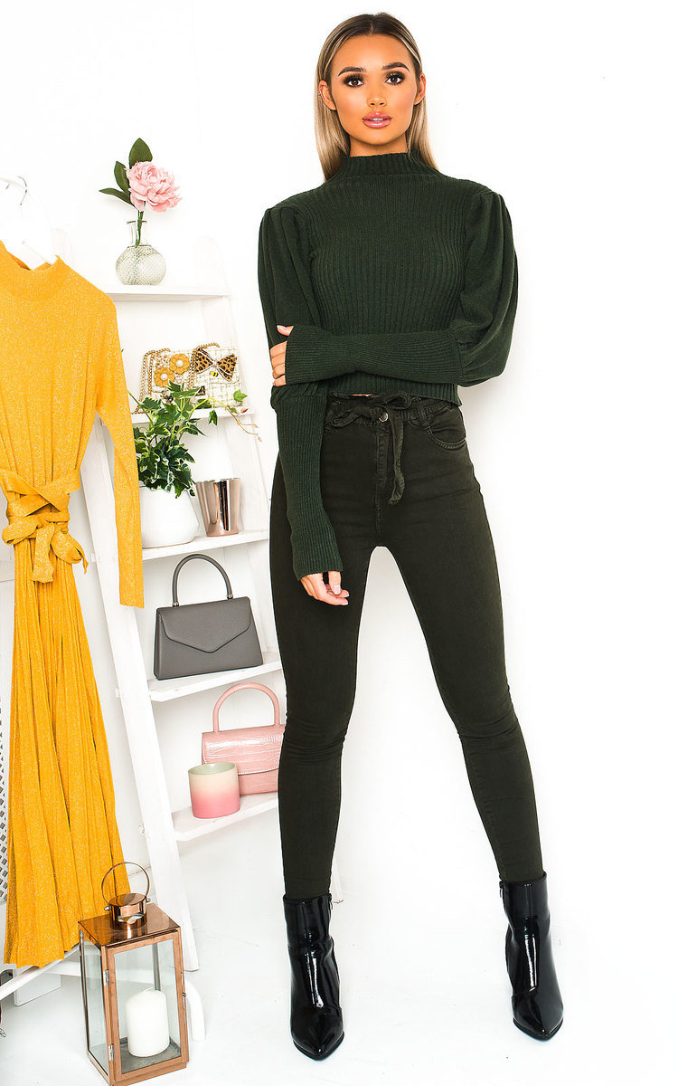 Lala Puff Sleeve Ribbed Knit Jumper