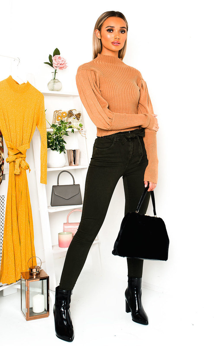 Lala Puff Sleeve Ribbed Knit Jumper Lala Puff Sleeve Ribbed Knit Jumper