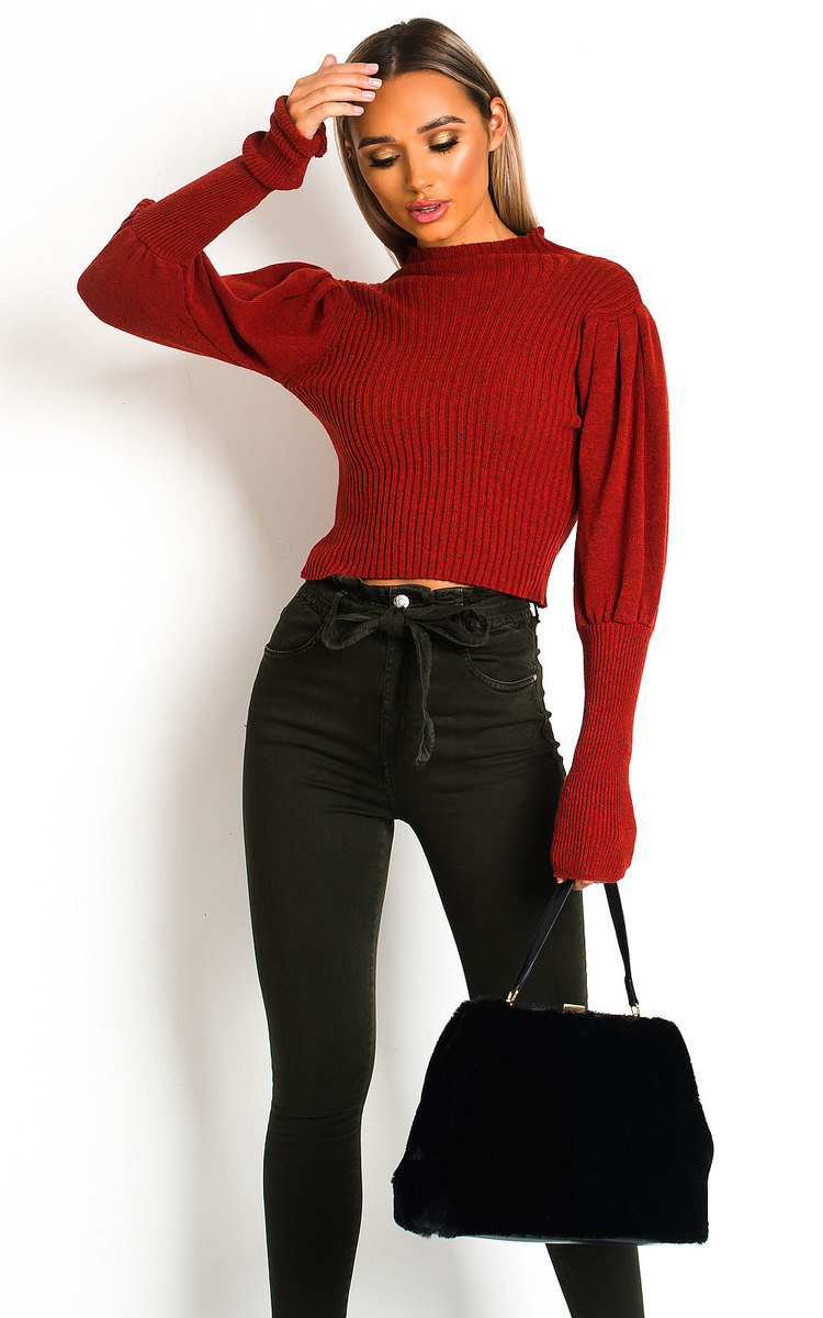 Lala Puff Sleeve Ribbed Knit Jumper Thumbnail