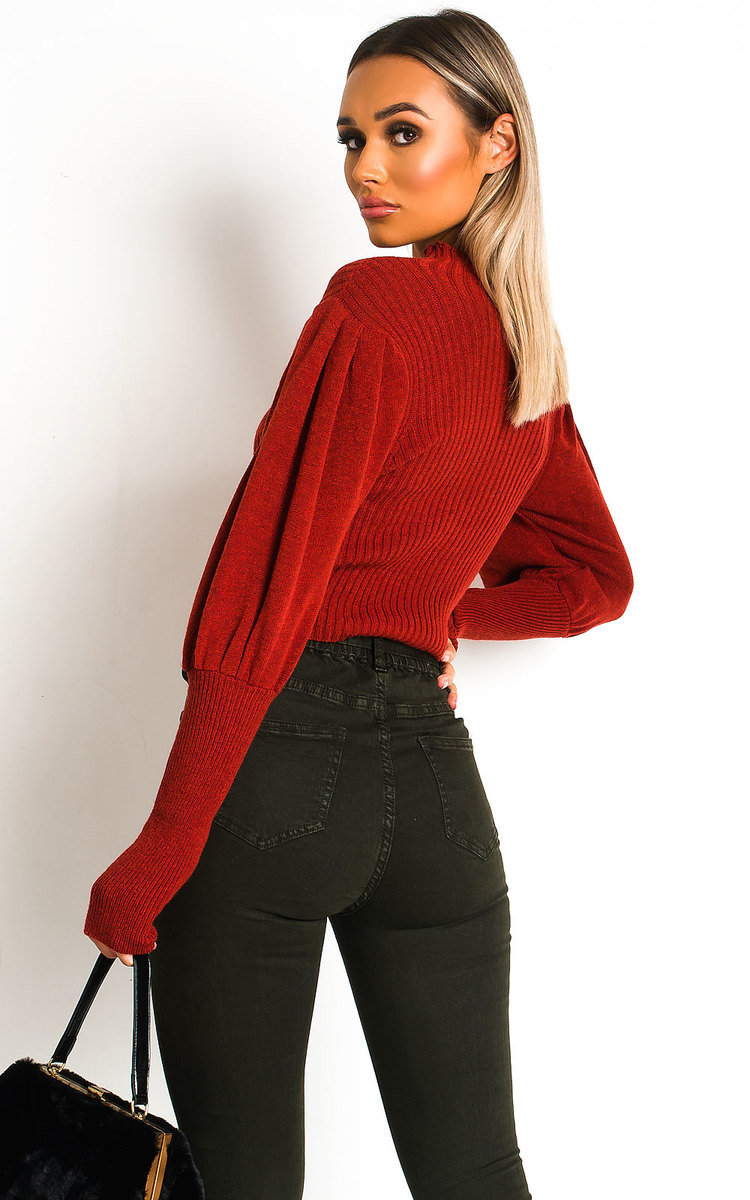 Lala Puff Sleeve Ribbed Knit Jumper Thumbnail