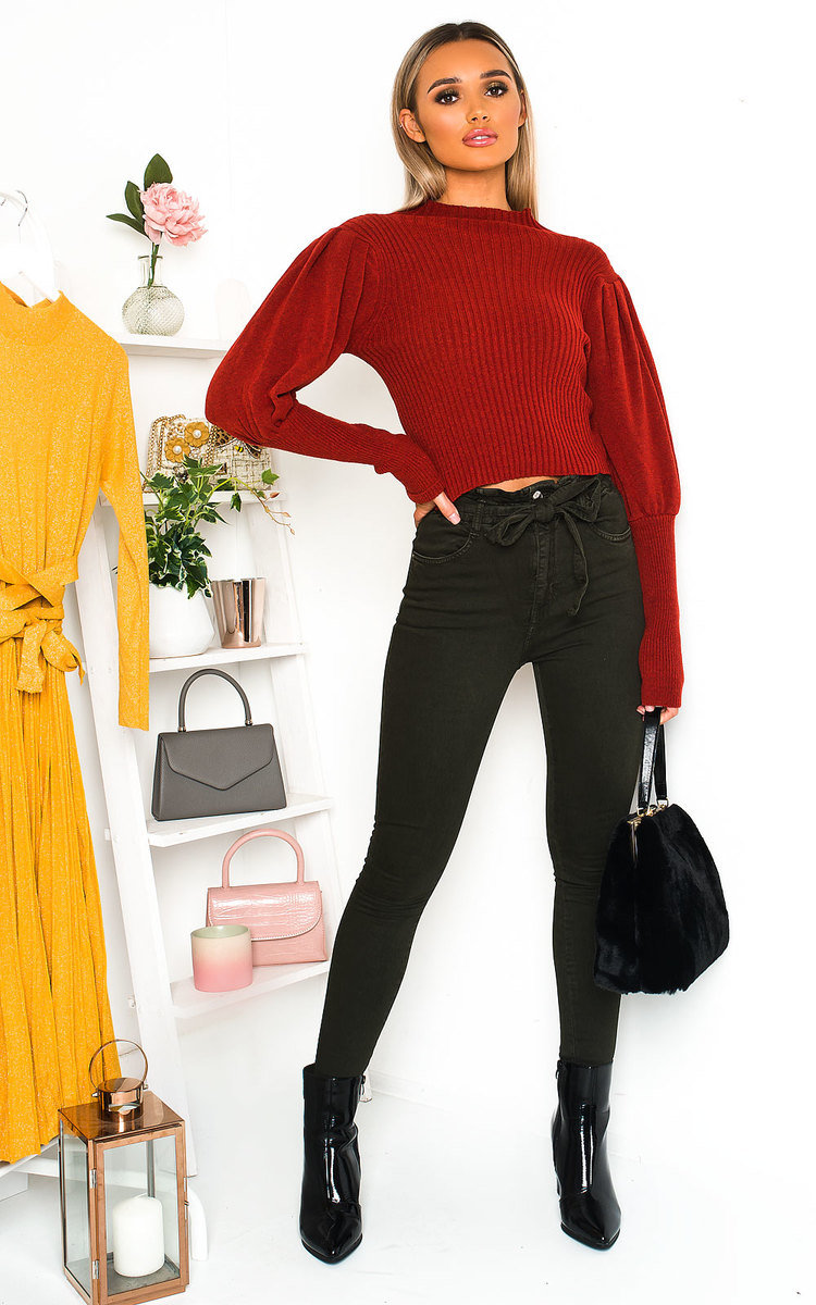 Lala Puff Sleeve Ribbed Knit Jumper