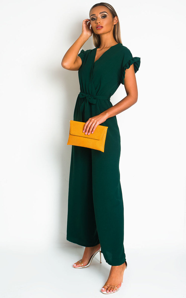 Lala Wide Leg Jumpsuit in Dark green | ikrush