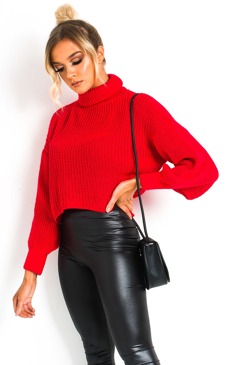 IKRUSH Womens Lana Chunky Knit High Neck Cropped Jumper