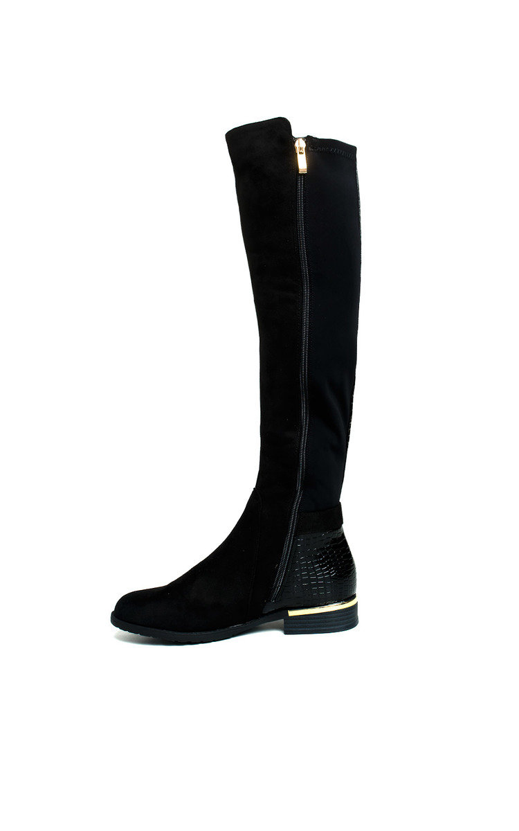 Laney Faux Suede Knee High Buckle Boots Thumbnail